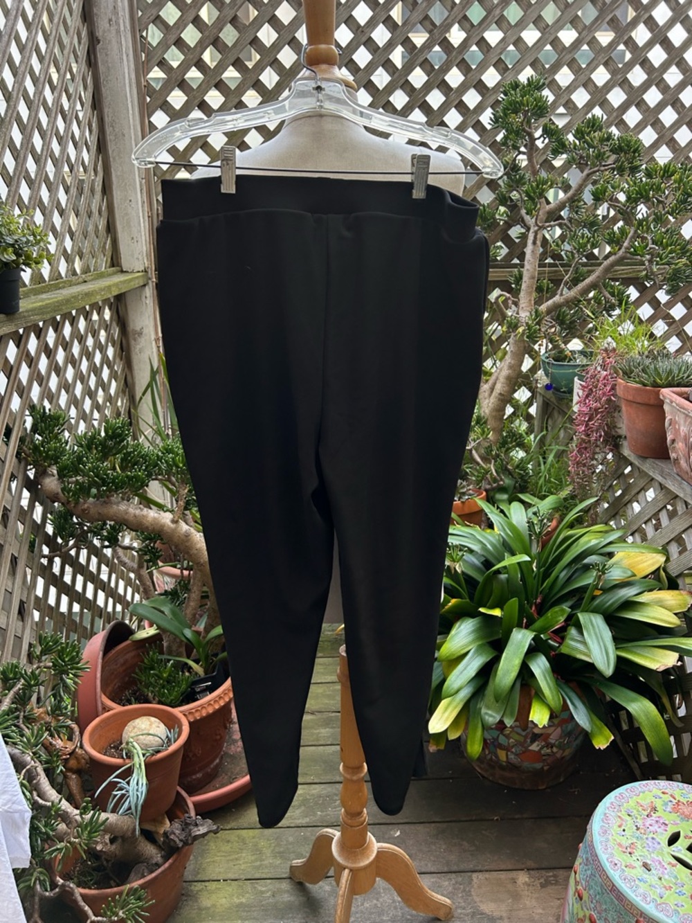 Attitudes by Renee Black Ponte High-Waist Pants. MP. Pockets NWOT